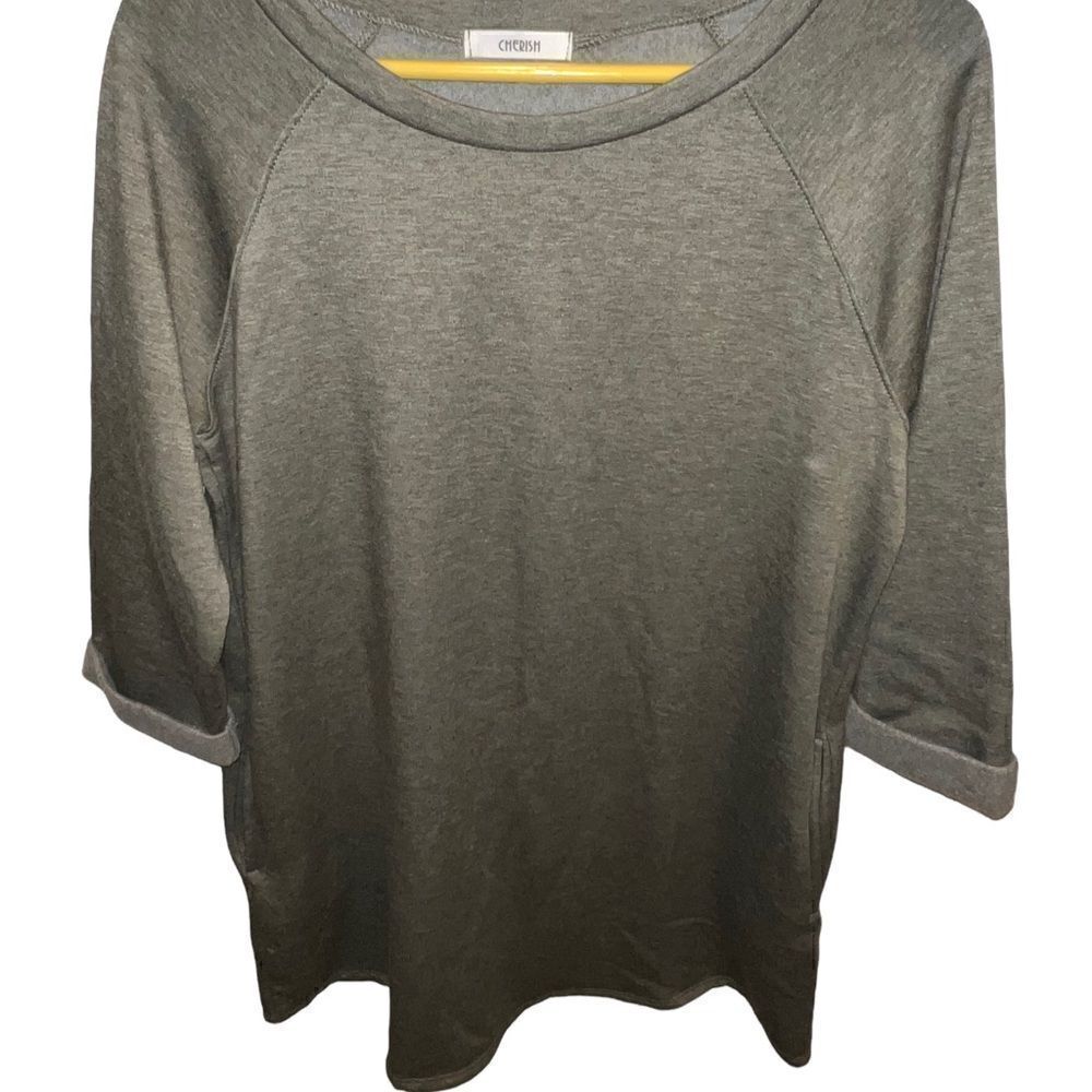 Cherish olive‎ green 3/4 length sleeve sweatshirt tunic size large